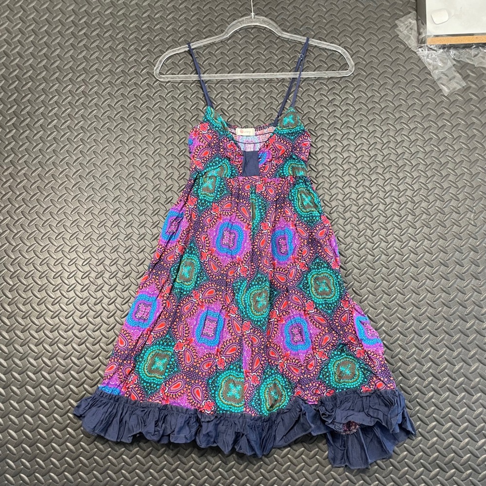 Olsenboye Purple Flowy Multi Color Geometric Hippie Sundress Women's Size Small